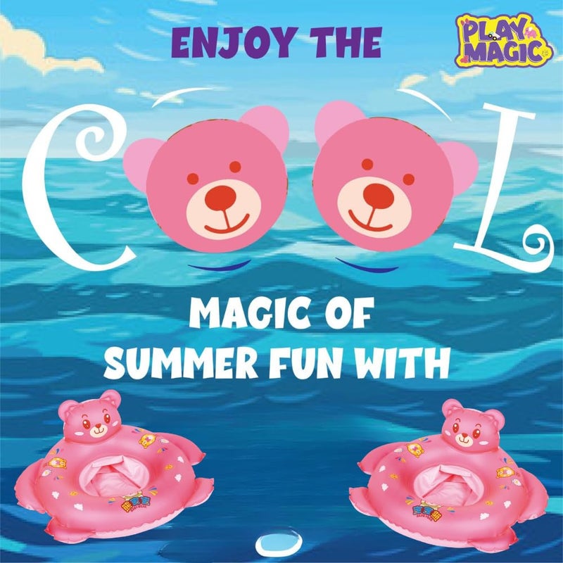 PlayMagic Teddy-Splash Swim Float Swimming Tube|60cm Swim Float Tube|Beach Swim Seat Ring|Floating Lounge for Pool & Lake|Outdoor Fun Toy for Pool Party|Birthday Gift for Kids 4+|Pink - Image 5