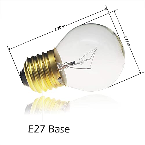 Jslinter 40 watt Appliance Oven Light Bulb - High Temp - 120v Clear - 415 Lumens - E26/E27 Medium Brass Base - G45 4-Pack - Image 3