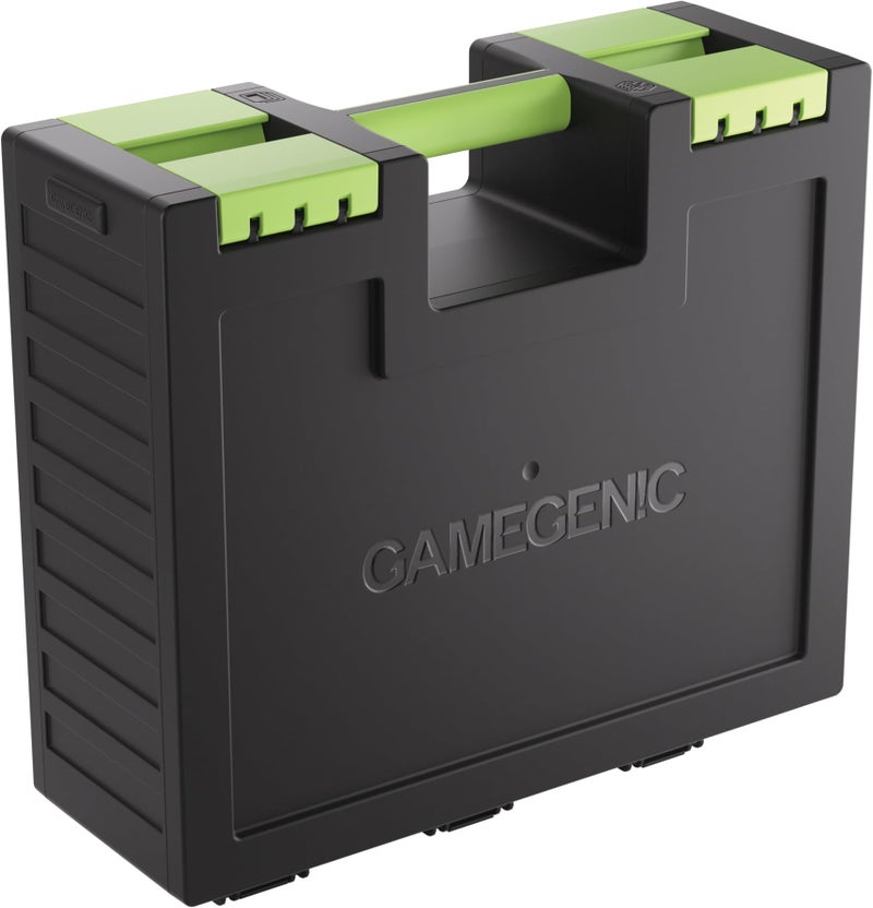 Gamegenic Game Castle - All-in-One Double-Sided Storage Case for Cards and Gaming Accessories, 19 Removable Trays in 5 Sizes, Ideal for Cards, Tokens, Dice and Tools, Black/Green Color, Made - Image 1