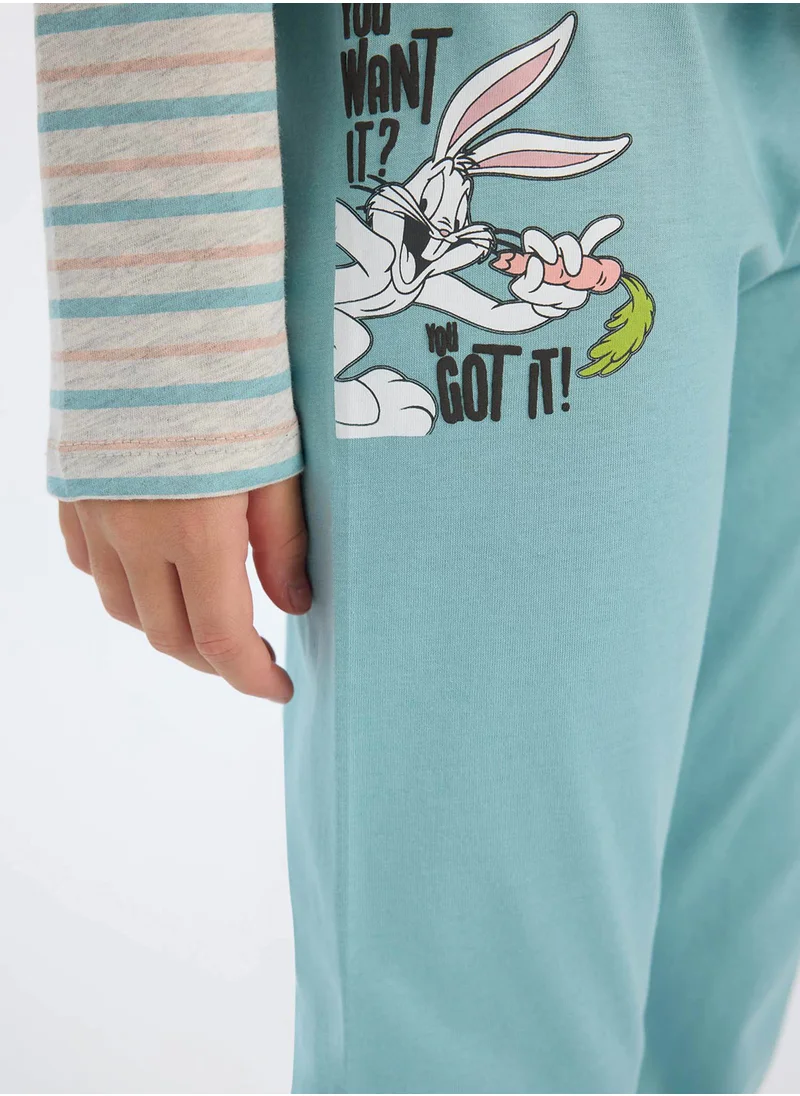 DeFacto Looney Tunes Regular Fit Long Sleeve Top And Bottom Pajama Set