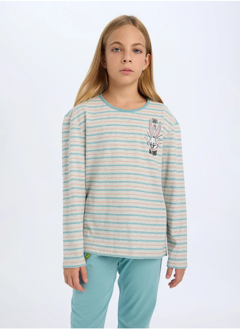 DeFacto Looney Tunes Regular Fit Long Sleeve Top And Bottom Pajama Set