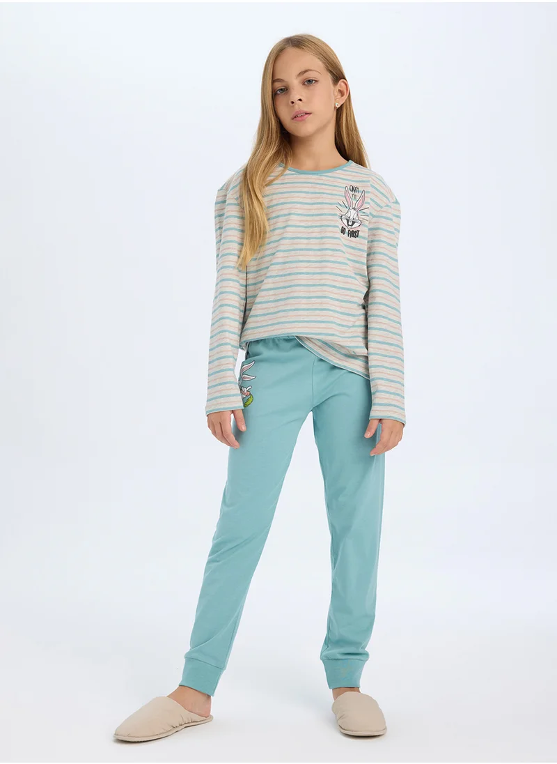 DeFacto Looney Tunes Regular Fit Long Sleeve Top And Bottom Pajama Set