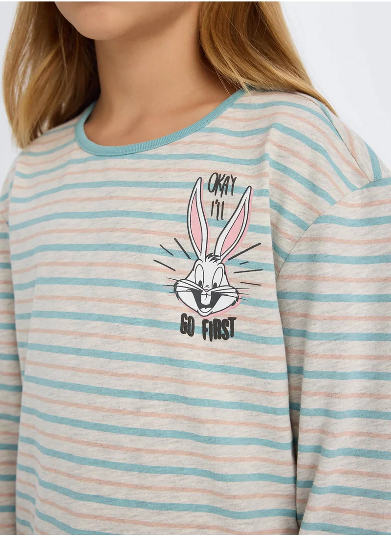 DeFacto Looney Tunes Regular Fit Long Sleeve Top And Bottom Pajama Set