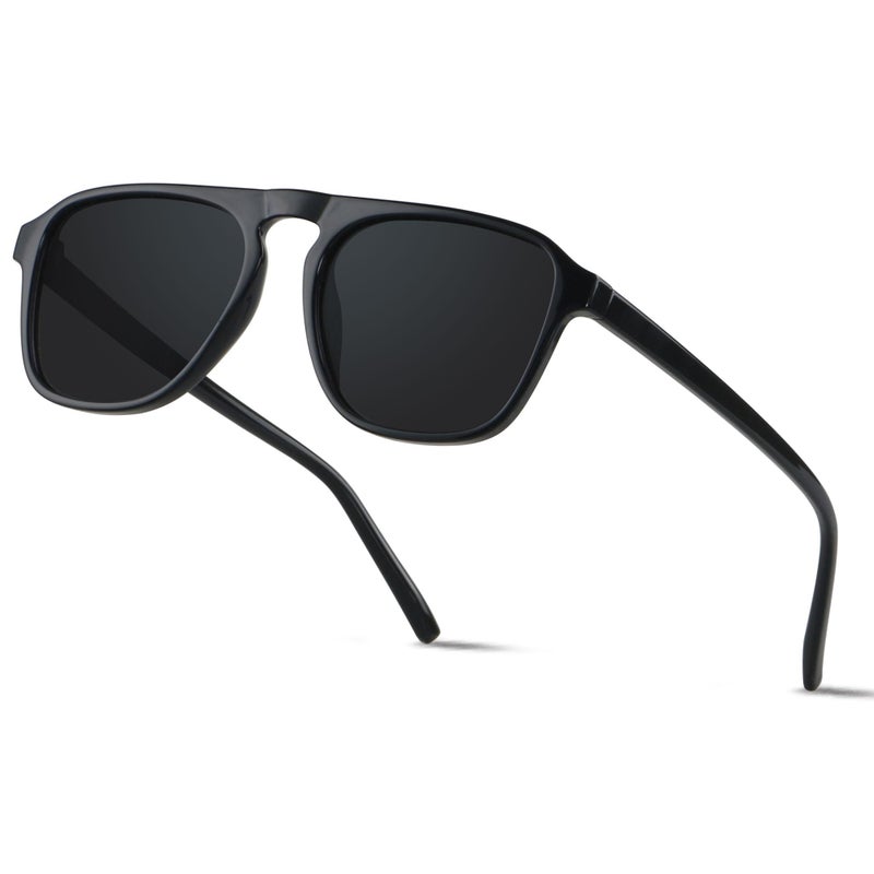 ANDWOOD Square Aviator Sunglasses Polarized Mens Womens UV Protection Sun glasses Black Shades - Image 4