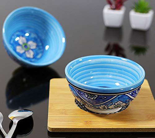 KITTENS Multi Purpose Ceramic Large Bowls Hand Painted in Light Blue Set of 2 - Image 1
