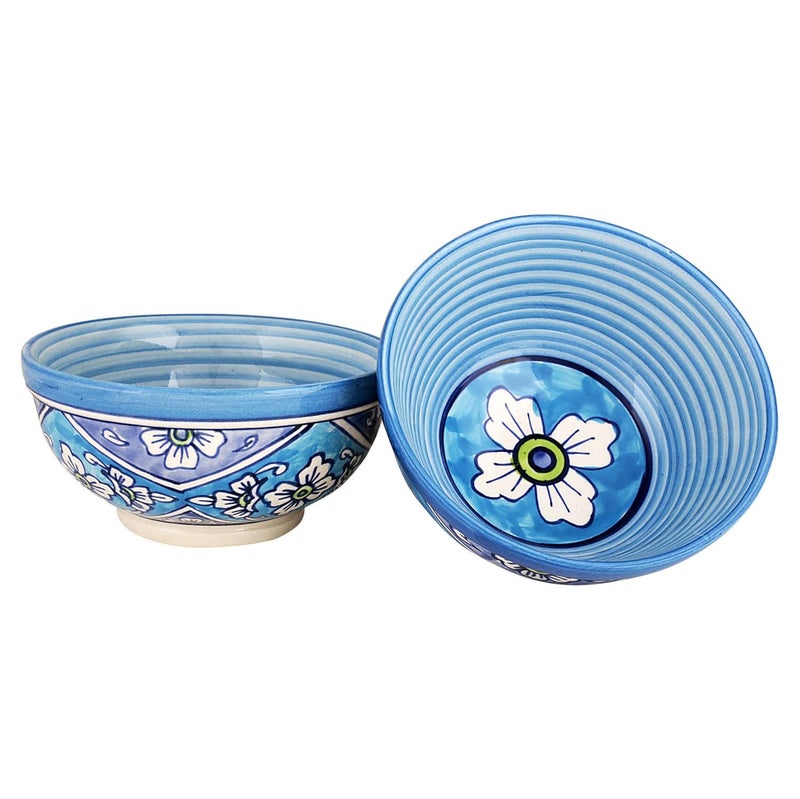 KITTENS Multi Purpose Ceramic Large Bowls Hand Painted in Light Blue Set of 2 - Image 2