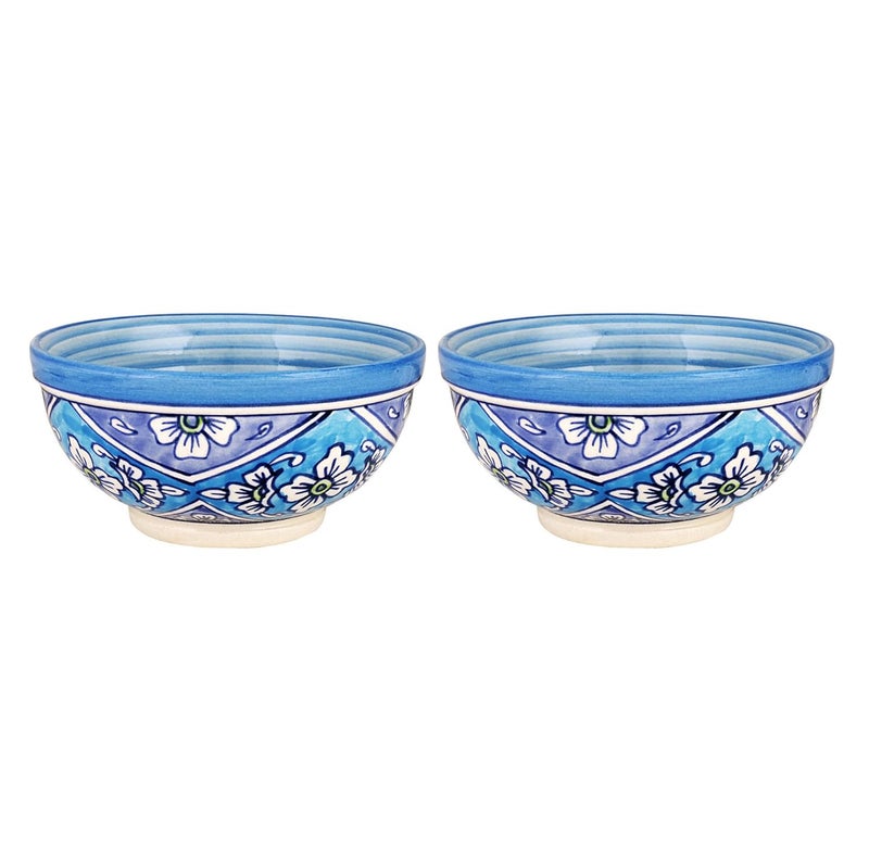 KITTENS Multi Purpose Ceramic Large Bowls Hand Painted in Light Blue Set of 2 - Image 4