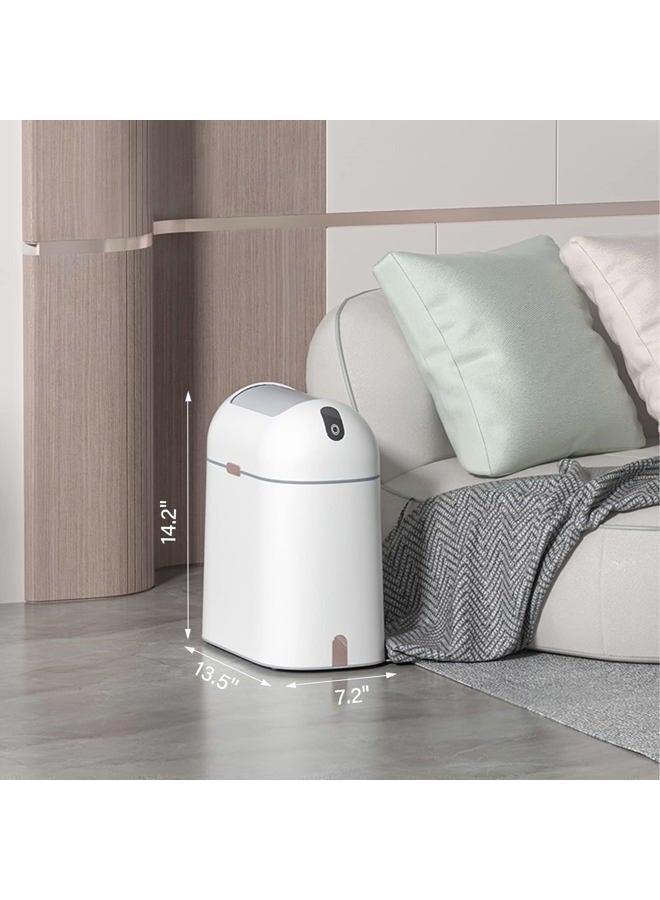 Elpheco Motion Sensor Bathroom Trash Can, 2.5 Gallon Waterproof Trash Bin with Butterfly lid, Bathroom Waste Basket Garbage Bin for Bedroom Kitchen and Office use, White with Golden Button - Image 4