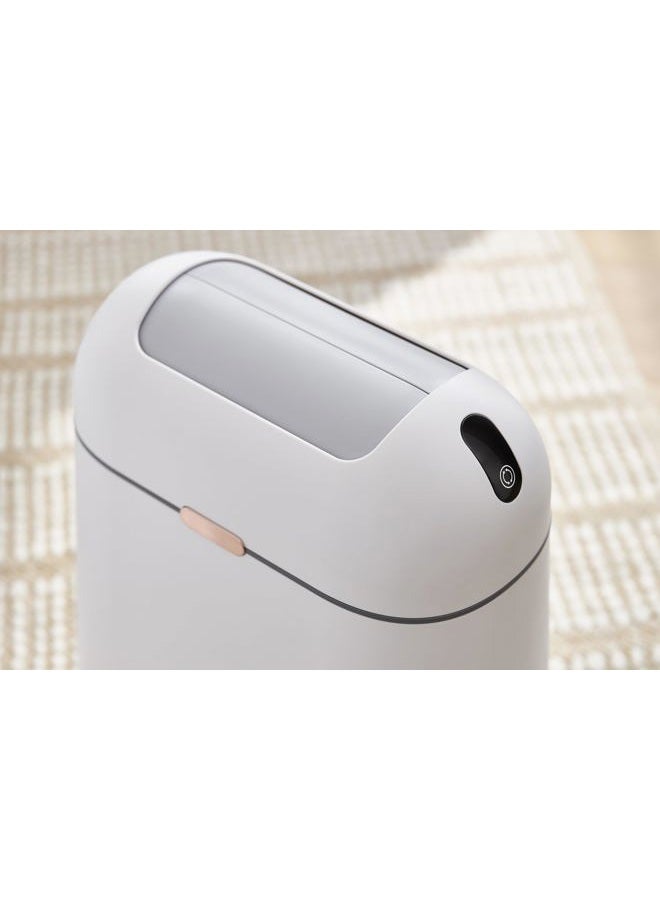 Elpheco Motion Sensor Bathroom Trash Can, 2.5 Gallon Waterproof Trash Bin with Butterfly lid, Bathroom Waste Basket Garbage Bin for Bedroom Kitchen and Office use, White with Golden Button - Image 3