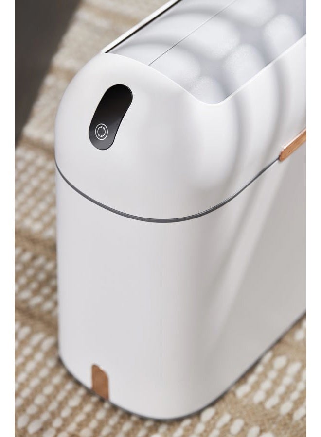 Elpheco Motion Sensor Bathroom Trash Can, 2.5 Gallon Waterproof Trash Bin with Butterfly lid, Bathroom Waste Basket Garbage Bin for Bedroom Kitchen and Office use, White with Golden Button - Image 5
