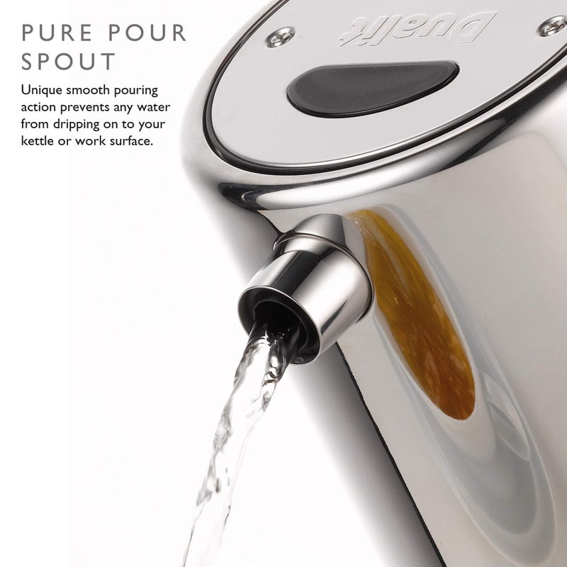 Dualit Design Series Kettle - 50.7 fl.oz - Stainless Steel Kettle with Black Trim - Rapid Boil and Patented Pure Pour Non-Drip Spout - Measuring Window with Cup Level Indicators - Image 4