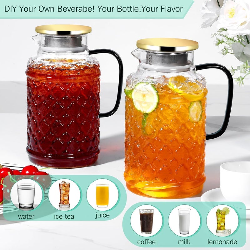jaffiust 2 PCS Square Glass Pitcher, 1.8L Square Glass with Lid and Handle for Fridge, Iced Tea and Coffee Carafe Beverage Serveware, Heat Resistant Borosilicate Water Jug for Hot/Cold Drinks and Milk - Image 5