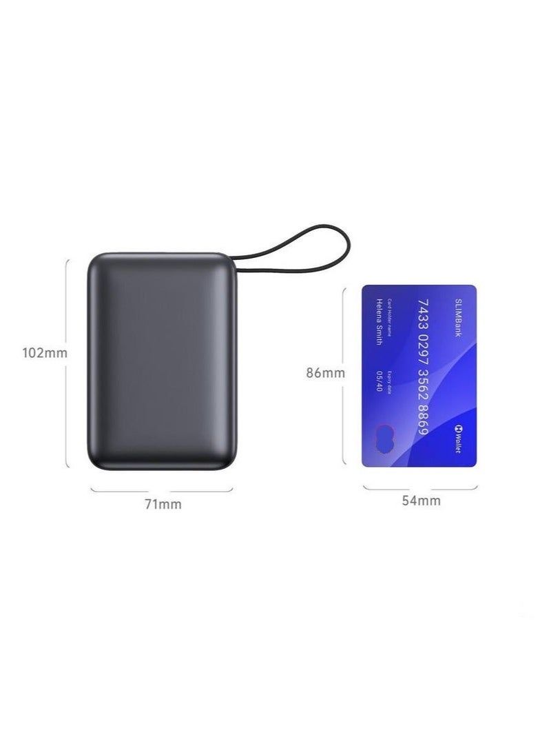 iOsuite 20000mAh Mini Power Bank, 45W PD Fast Charging, USB-C & USB-A Outputs with Built-in USB-C Cable, LED Digital Display, Charge 3 Devices Simultaneously, Compatible with iPhone 16/15 Series, Samsung Galaxy, iPad, Laptops, Air Travel Safe & More – Grey - Image 3