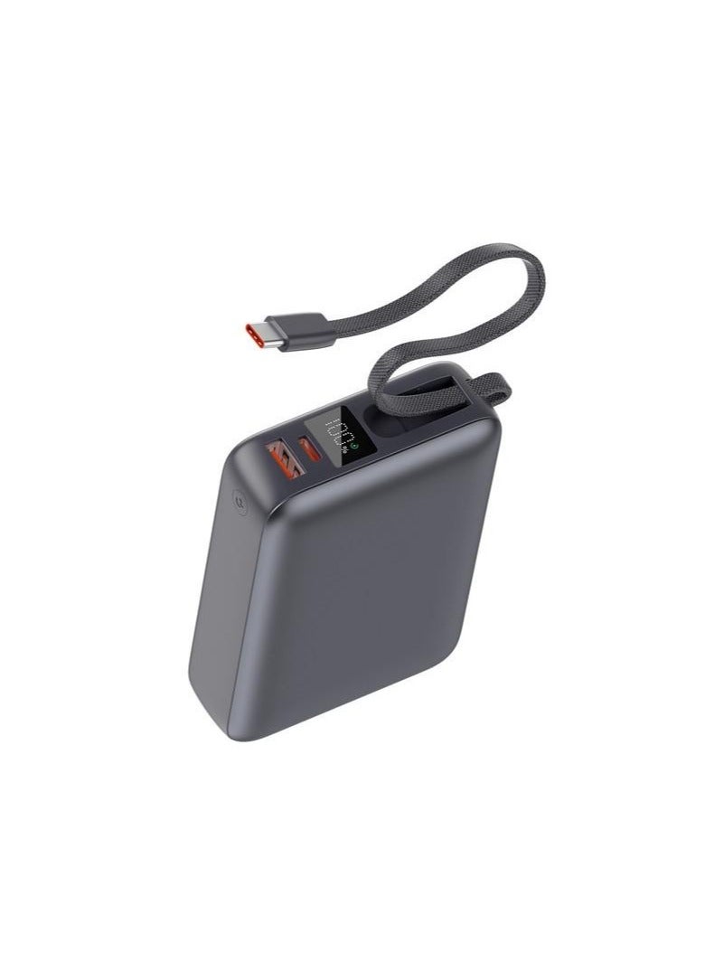 iOsuite 20000mAh Mini Power Bank, 45W PD Fast Charging, USB-C & USB-A Outputs with Built-in USB-C Cable, LED Digital Display, Charge 3 Devices Simultaneously, Compatible with iPhone 16/15 Series, Samsung Galaxy, iPad, Laptops, Air Travel Safe & More – Grey - Image 2