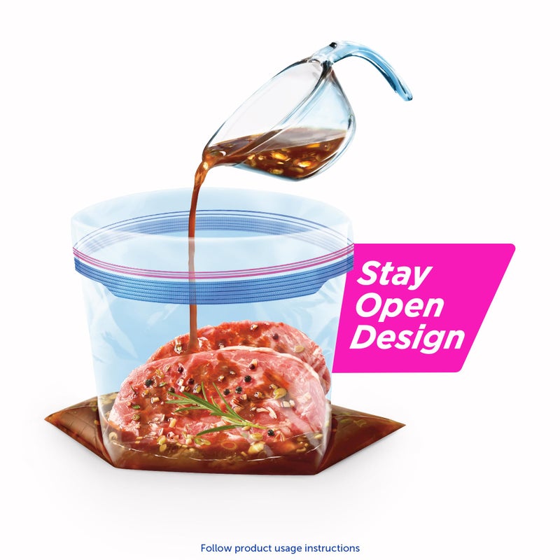Ziploc Quart Food Storage Freezer Bags, New Stay Open Design with Stand-Up Bottom, Easy to Fill, 75 Count - Image 2