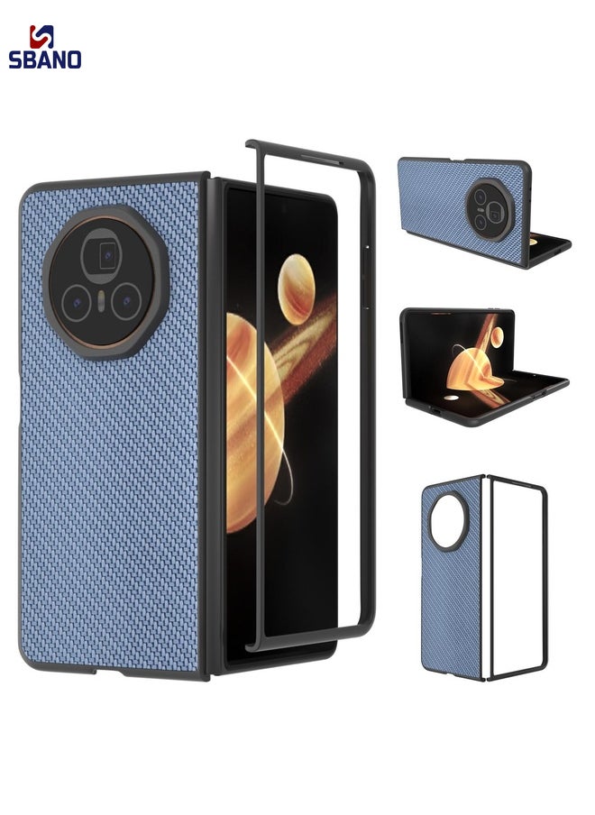 SBANO Case Cover For Honor Magic V3 Black Frame Carbon Fiber Texture PU Phone Case(Sky Blue)  - Image 1