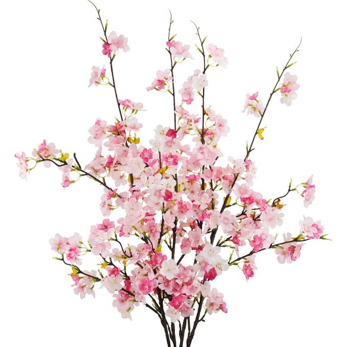 4PCS ARTIFICIAL CHERRY BLOSSOM FLOWER BRANCHES 394 FAKE SILK PINK CHERRY BLOSSOM TREE STEMS FAUX CHERRY FLOWERS VASE ARRANGEMENTS FOR HOME WEDDING TABLE CENTERPIECES VASE DIY DECOR