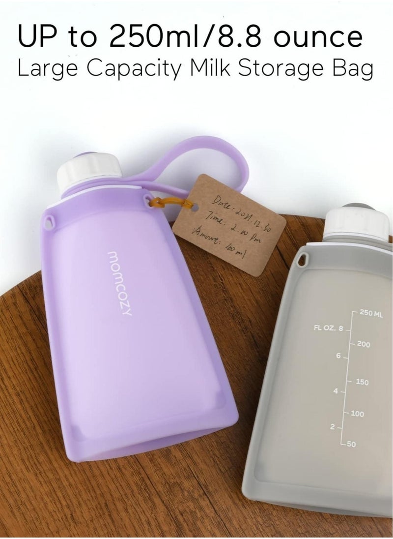 Momcozy - Silicone Breast Milk Bags, Reusable Breastmilk Bags for Breastfeeding, 260ml Breast Milk Saver, Leakproof Milk Freezer Storing Pouches, BPA Free - Image 1