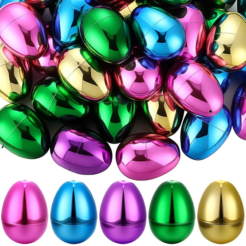MiniInflat 66 Pcs Metallic Plastic Easter Eggs Bulk Colorful Fillable Easter Basket Stuffers for Egg Hunts Party Favorfilling Treats Classroom Prize Supplies236 Inch - Image 3