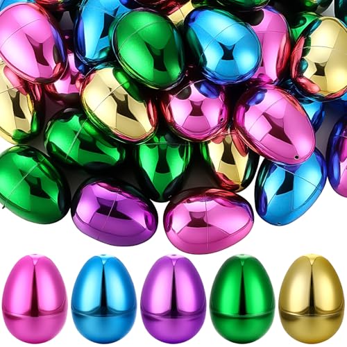 MiniInflat 66 Pcs Metallic Plastic Easter Eggs Bulk Colorful Fillable Easter Basket Stuffers for Egg Hunts Party Favorfilling Treats Classroom Prize Supplies236 Inch - Image 1