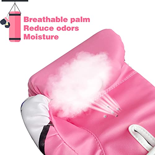 CKE Kids Boxing Gloves for Kids Boys Girls Junior Youth Toddlers Age 5-12 Years Training Boxing Gloves for Punching Bag Kickboxing Muay Thai (Pink) - Image 4