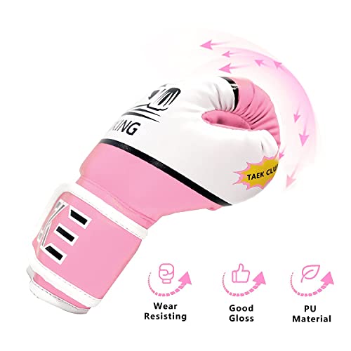 CKE Kids Boxing Gloves for Kids Boys Girls Junior Youth Toddlers Age 5-12 Years Training Boxing Gloves for Punching Bag Kickboxing Muay Thai (Pink) - Image 3