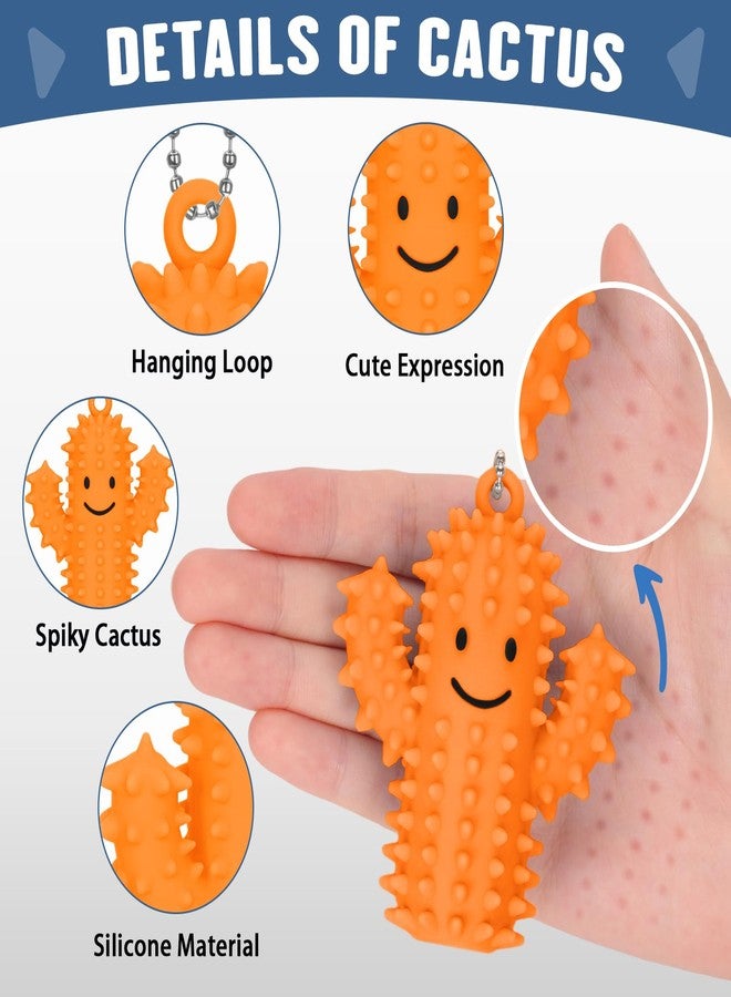 GIFTIARA Pain Stim Fidget Toy, Silicone Spiky Cactus Stress Reduce Fidget Keychain for Adult Autism Anxiety Work Stress Relief - Image 3
