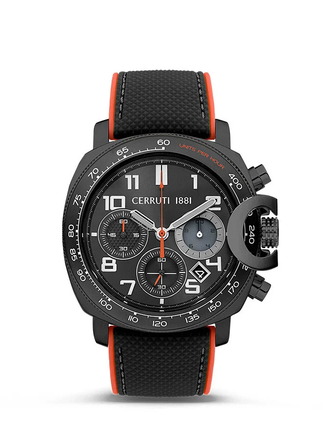 شيروتي 1881 Mens Round Shape Silicone Band Analog Wrist Watch CIWGO2206805 455 mm Black