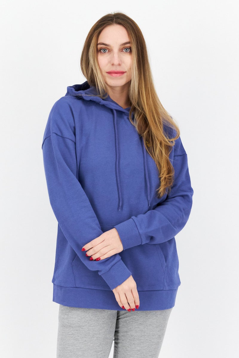 Lyle & Scott Women Hooded Long Sleeve Brand Logo Sweatshirt, Light Purple - Image 1