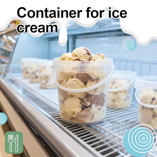 UMETASS 4 Pack 64oz Food Grade Plastic Buckets with Screw Lids & Handle, Reusable Storage Containers for Snacks, Salad, Sauce - Clear Freezer Safe Bucket Set - Image 4