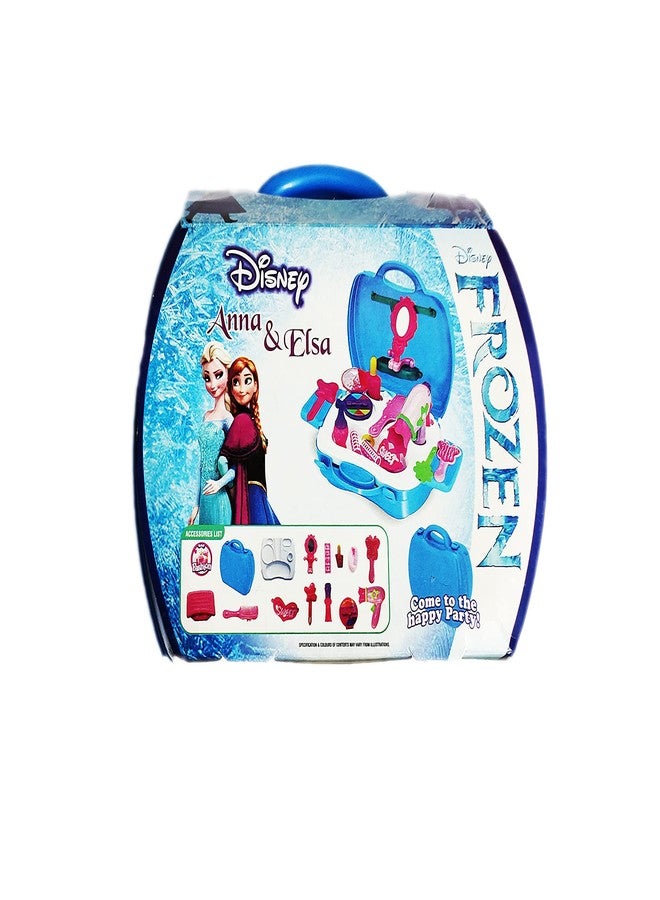 Adimac 25pcs Frozen Beauty Makeup case and Cosmetic Set Suitcase with Makeup Accessories for Children Girls- Blue,Plastic,Pack of 1 Set - Image 1