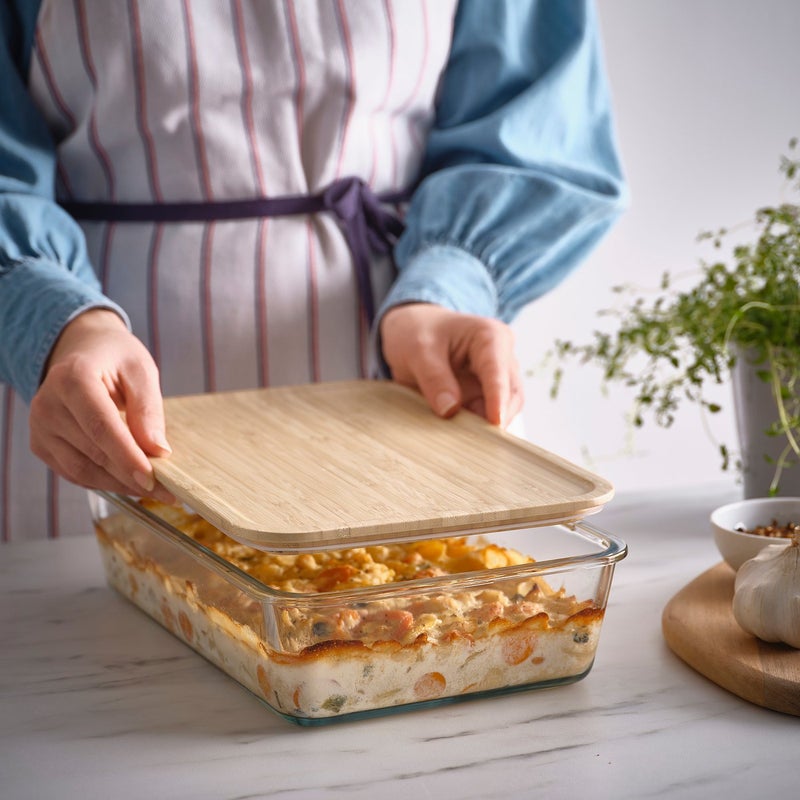 بيتِّيك حافظة طعام بغطاء، مستطيلة كبيرة، زجاج/خيزران، 3.1 لتر - Image 2