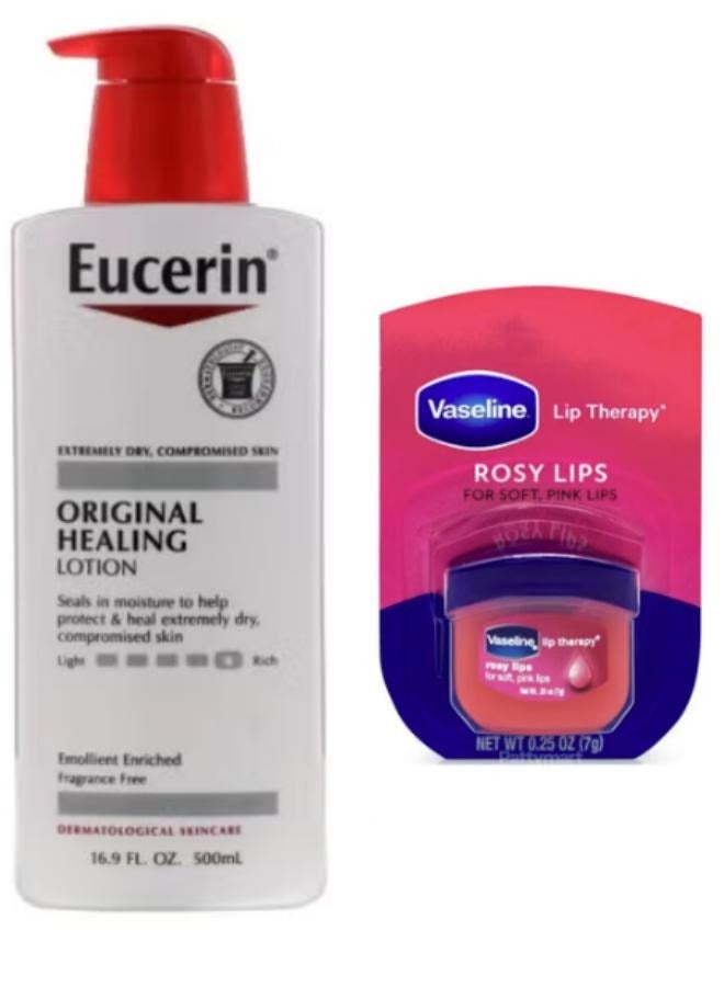 فازلين مستحضر ليب ثيرابي للحصول على شفاه وردية وردي 7جرام +لوشن علاجي أصلي 500ملليلتر - Image 1