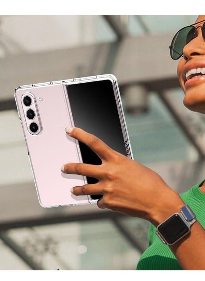 CATANES Samsung Galaxy Z Fold 5 Case Foldable Scratch Resistant and Drop Protection Anti Yellowing Clear Phone Case - Image 4