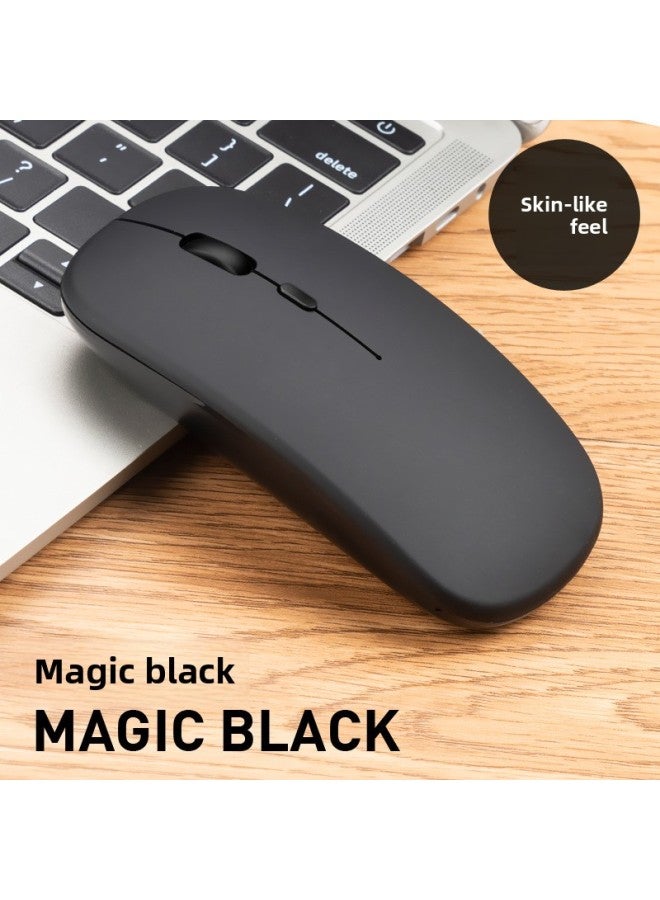 Charging Bluetooth Dual-mode Wireless Mouse Mute Computer Notebook Office Game Luminous Wireless Mouse-Specifications:X1 Rechargeable Mouse Single Mode Black Non-luminous-official Standard  - Image 1