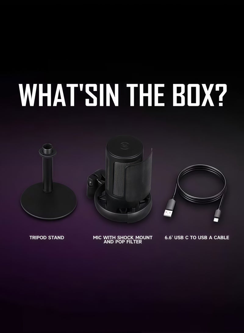 XiuWoo Gaming Microphone,USB Microphone,With Volume Controlling Pop Filter Shock Mount Monitoring Jack And Quick Mute Condenser Microphone With Rgb Lighting For Ps4/ Ps5/ Mac Usb Microphone For Pc Computer Desktop Microphone For Recording Streaming Twitch Discord Youtube,for PS4, PS5, MAC with RGB Control, Mute Switch, Headphone Jack - Image 2