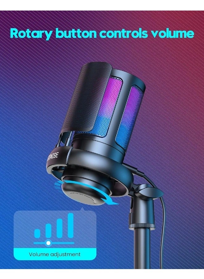 USB Microphone, Gaming Microphone for PS4, PS5, MAC with RGB Control, Mute Switch, Headphone Jack  - Image 2