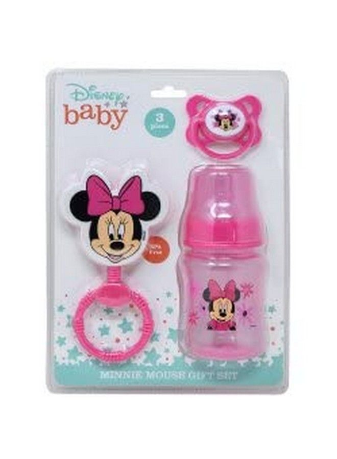 Cudlie Disney Baby Girl Minnie Mouse Bottle Rattle & Pacifer Set - Image 1