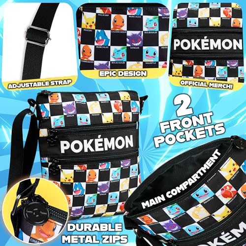 Pokémon Pokemon Shoulder Bag for Kids Teens Crossbody Bag Pikachu Small Bag Anime Gifts (Black/Multi, 10.23x8.66x1.37inch) - Image 4