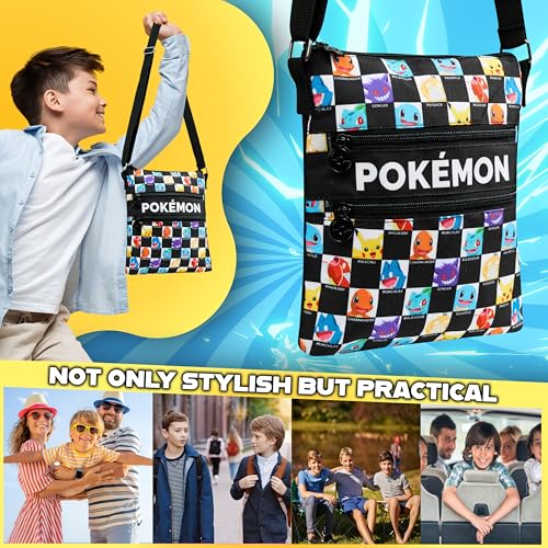 Pokémon Pokemon Shoulder Bag for Kids Teens Crossbody Bag Pikachu Small Bag Anime Gifts (Black/Multi, 10.23x8.66x1.37inch) - Image 3