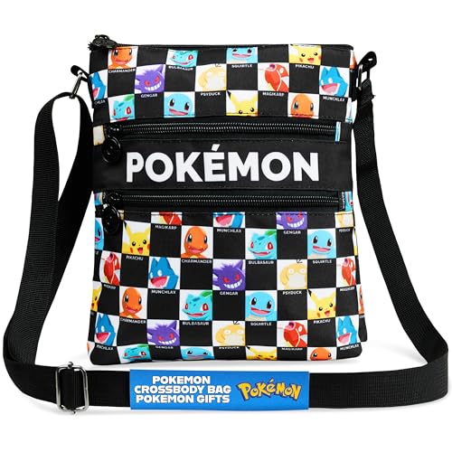 Pokémon Pokemon Shoulder Bag for Kids Teens Crossbody Bag Pikachu Small Bag Anime Gifts (Black/Multi, 10.23x8.66x1.37inch) - Image 1