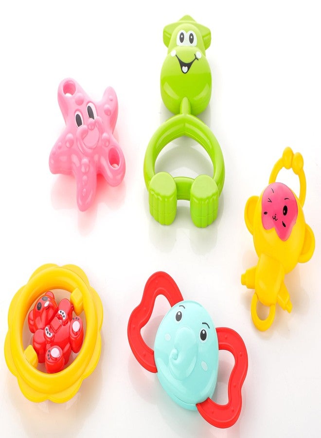 Dorytoys Dorytoy Baby Rattle Toys Set for Infants 0-12 Months | Colorful Plastic Hand Grasp Teether Rattles | Safe BPA Free Newborn Toys | Sensory Development & Motor Skills Toy Pack (5 Pcs Set) - Image 3