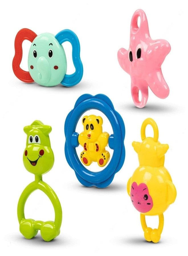 Dorytoys Dorytoy Baby Rattle Toys Set for Infants 0-12 Months | Colorful Plastic Hand Grasp Teether Rattles | Safe BPA Free Newborn Toys | Sensory Development & Motor Skills Toy Pack (5 Pcs Set) - Image 2