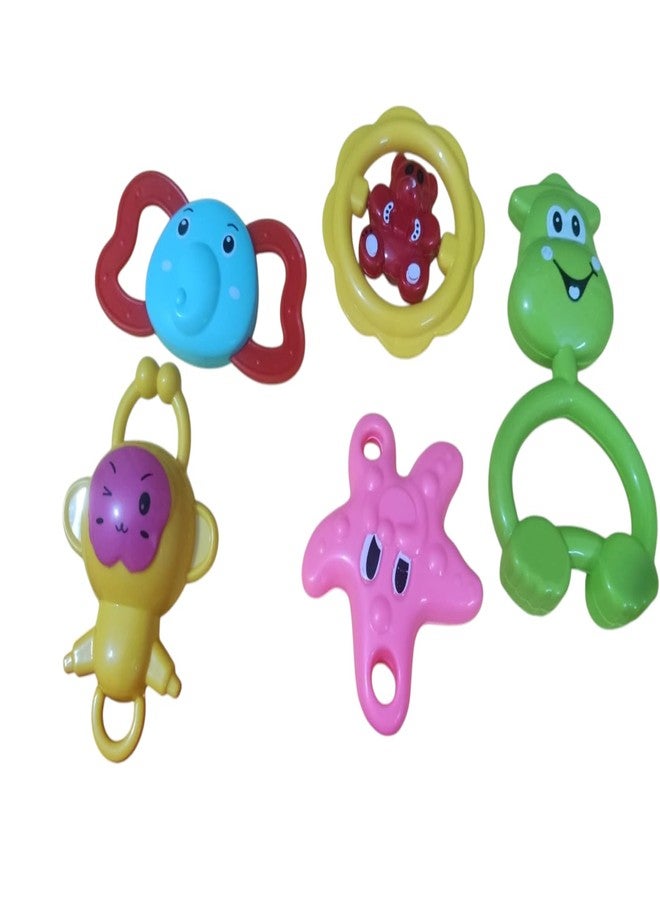 Dorytoys Dorytoy Baby Rattle Toys Set for Infants 0-12 Months | Colorful Plastic Hand Grasp Teether Rattles | Safe BPA Free Newborn Toys | Sensory Development & Motor Skills Toy Pack (5 Pcs Set) - Image 5