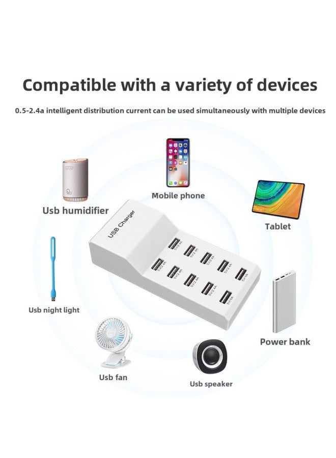 Multi-Port Mobile Phone Charger 5v2.4a Universal Intelligent Fast Charging Charging Station Usb Multi-hole Charger Manufacturer Direct Batch-Color:European Gauge (black) - Image 2
