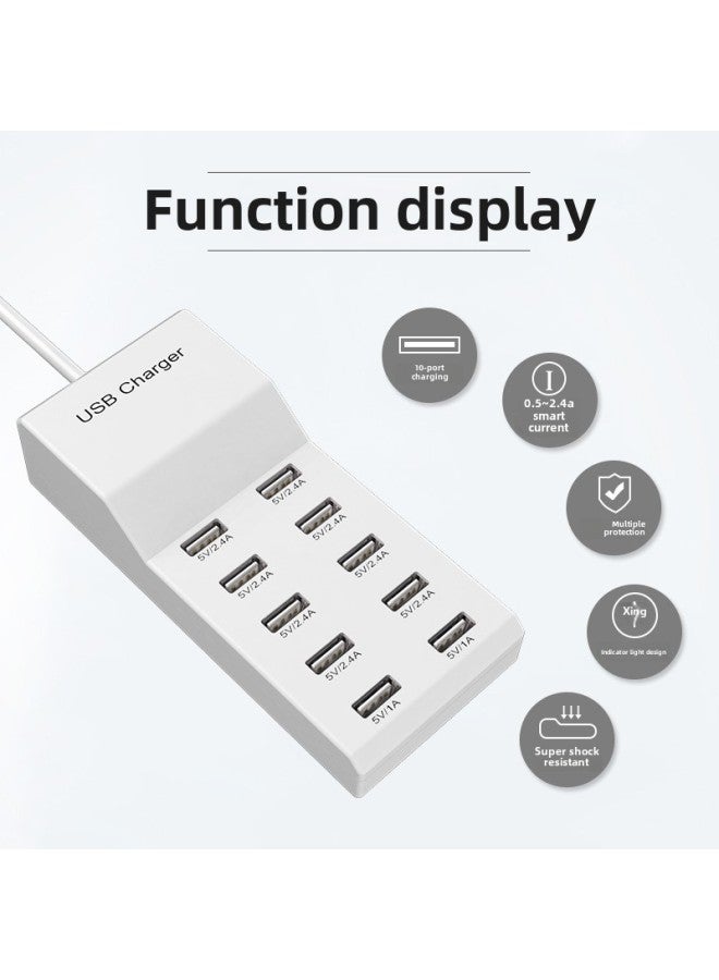 Multi-Port Mobile Phone Charger 5v2.4a Universal Intelligent Fast Charging Charging Station Usb Multi-hole Charger Manufacturer Direct Batch-Color:European Gauge (black) - Image 3