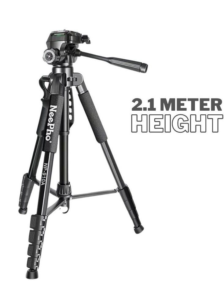 NeePho - NP-910A 2.1 meter height professional tripod camera photo and video live - Extendable 180 Degrees Tilt Handle Carbon Fiber Camera Tripod Phone Outdoor Live Selfie Camera Phone Floor , Stand for DSLR Camera - Image 1