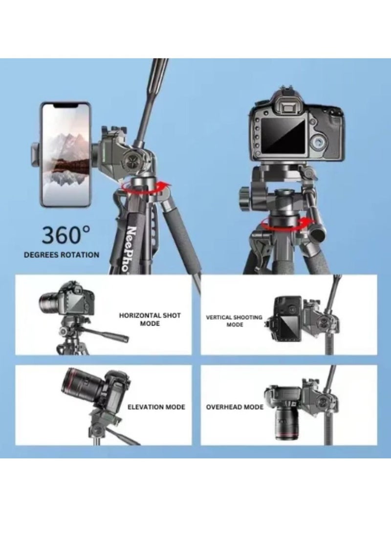 NeePho - NP-910A 2.1 meter height professional tripod camera photo and video live - Extendable 180 Degrees Tilt Handle Carbon Fiber Camera Tripod Phone Outdoor Live Selfie Camera Phone Floor , Stand for DSLR Camera - Image 1