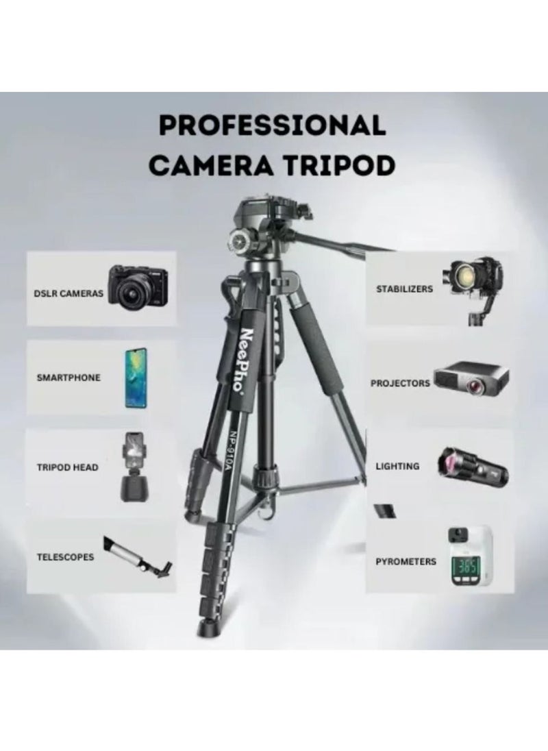 NeePho - NP-910A 2.1 meter height professional tripod camera photo and video live - Extendable 180 Degrees Tilt Handle Carbon Fiber Camera Tripod Phone Outdoor Live Selfie Camera Phone Floor , Stand for DSLR Camera - Image 1