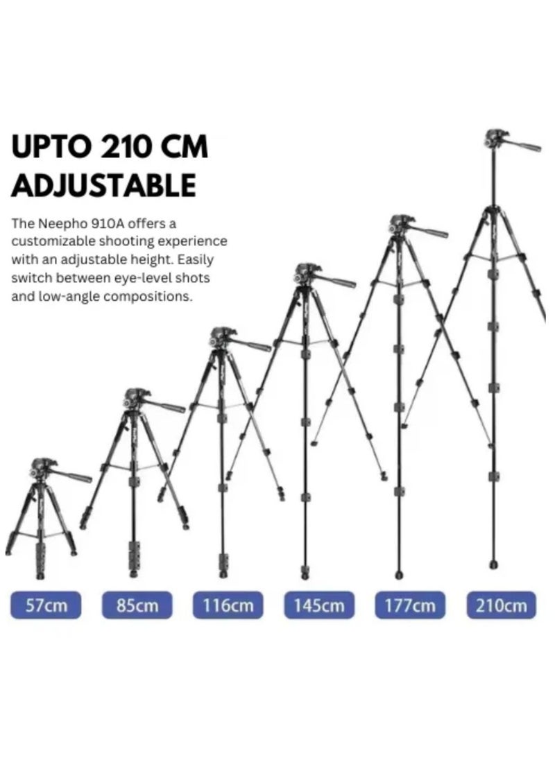 NeePho - NP-910A 2.1 meter height professional tripod camera photo and video live - Extendable 180 Degrees Tilt Handle Carbon Fiber Camera Tripod Phone Outdoor Live Selfie Camera Phone Floor , Stand for DSLR Camera - Image 1